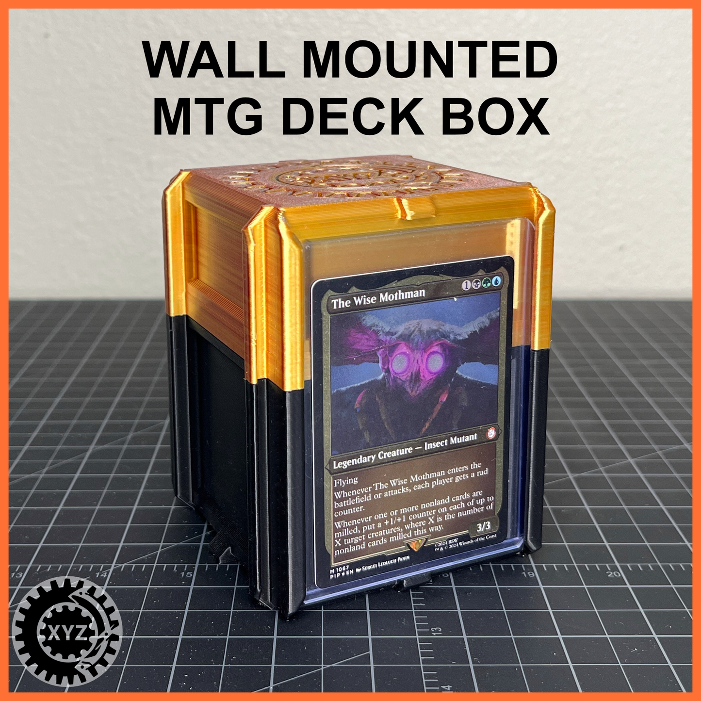 MetaMorph MiniLith Wall Mounted High Capacity 110 Deck Box for MTG and EDH - MetaMorph MiniLith -3D Printed to Order - Transforming Modular Display Box for TCG