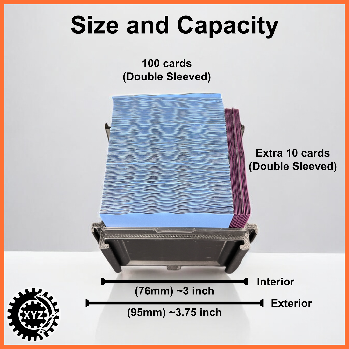 MetaMorph MiniLith Wall Mounted High Capacity 110 Deck Box for MTG and EDH - MetaMorph MiniLith -3D Printed to Order - Transforming Modular Display Box for TCG
